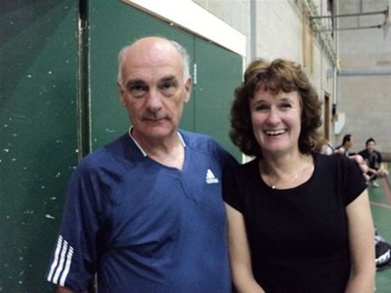 Club night at Epsom College Sports Hall; Bookham Badminton Club, Surrey, UK